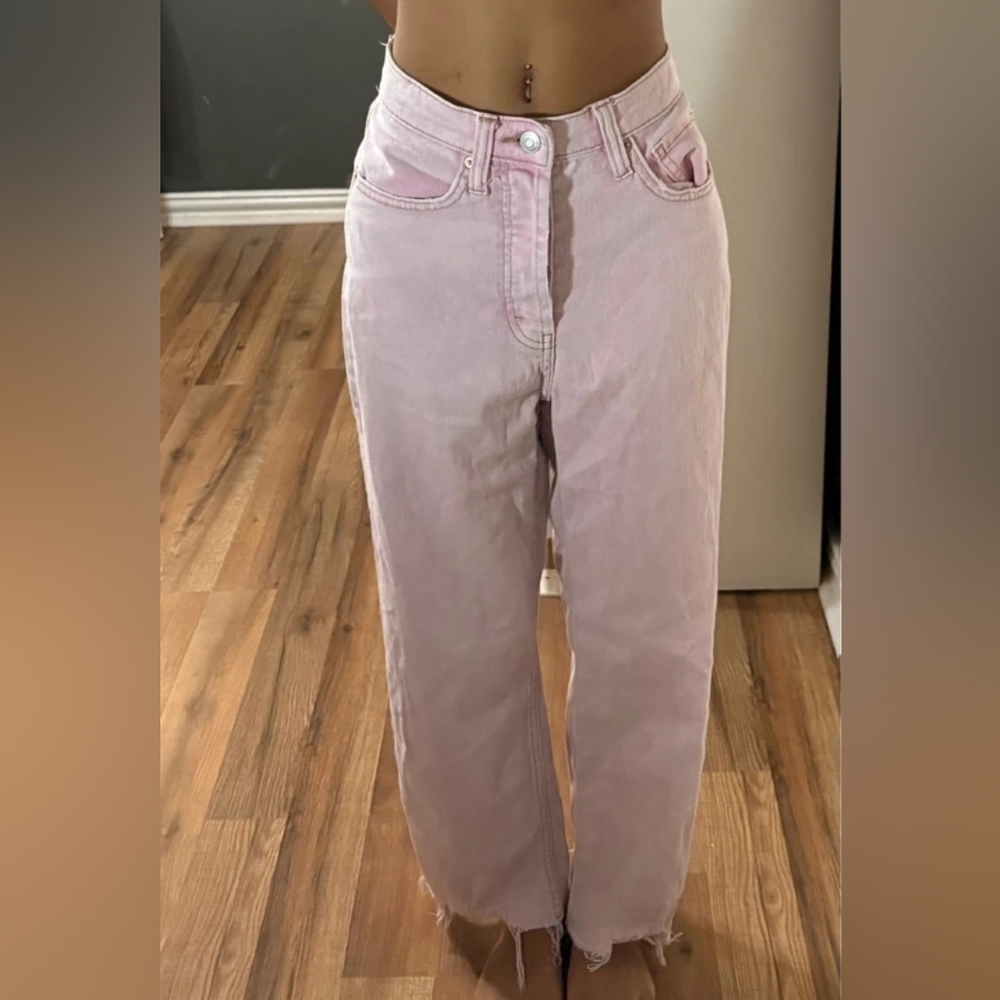 Zara Light Pink Women's Straight Leg Jeans